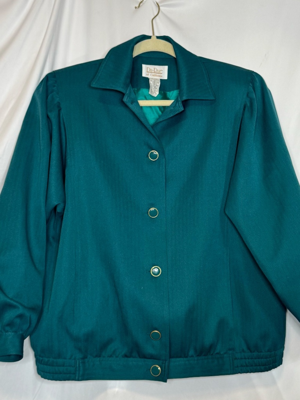 VTG Da-Rue of California Jacket Shoulder pads Teal Sz 6
